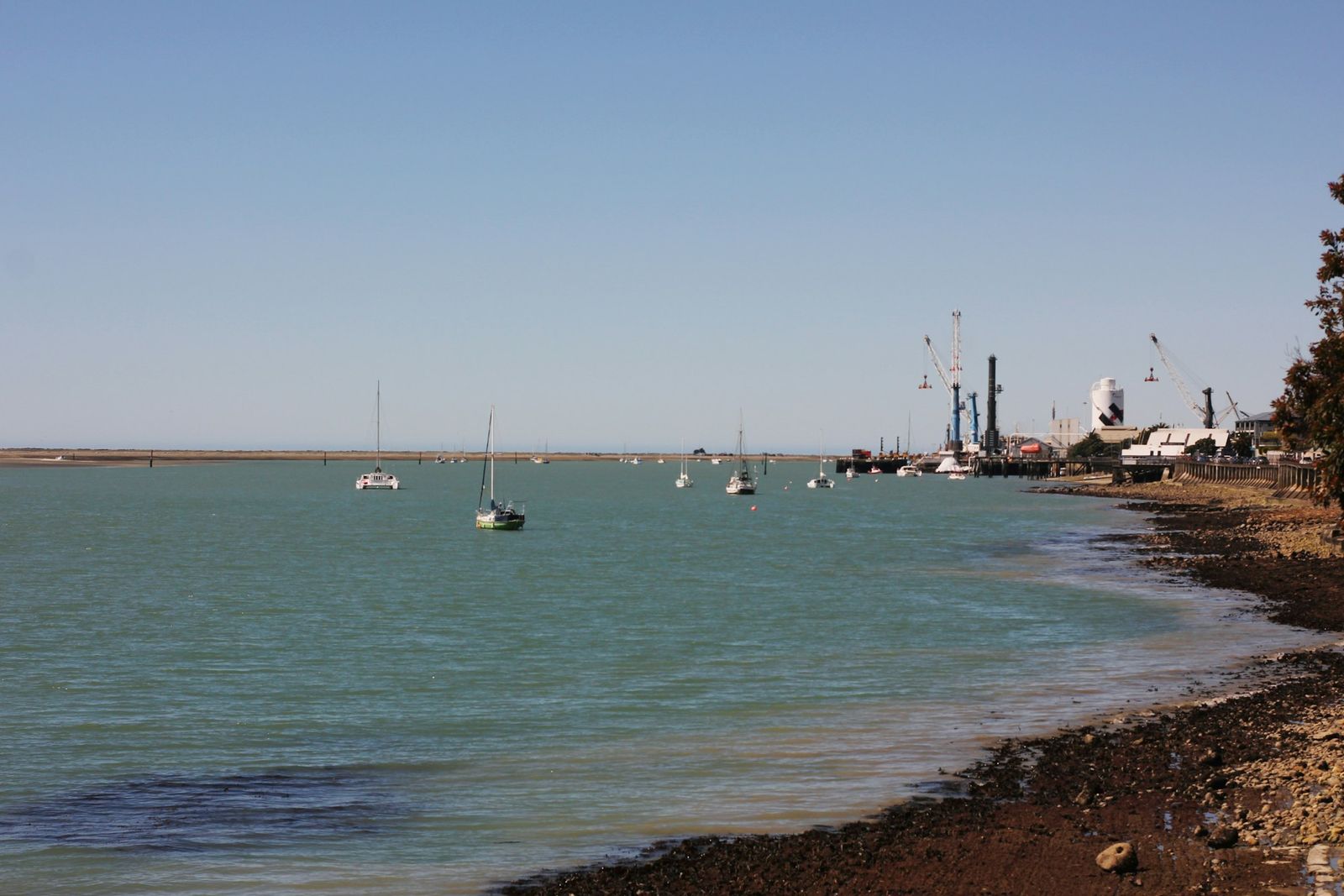 Boats moored in Nelson Haven seen from the Britannia Heights walkway